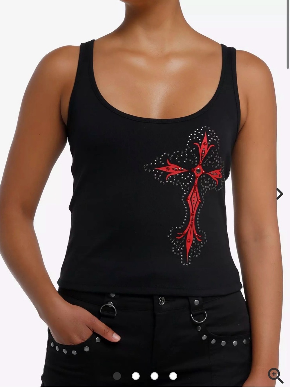 Social Collision Bedazzled Gothic Cross Girls Tank Top